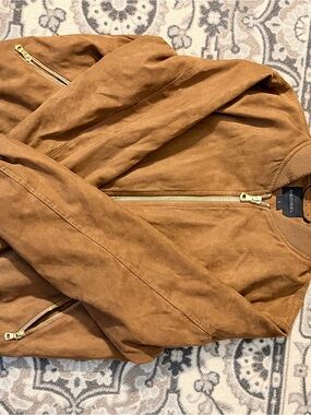 Picibet Suede Bomber Jacket in Caramel-Dicebel